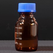 Laboratory bottle amber glass with blue screw cap 100 ml