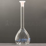 Volumetric flask w/ plastic stopper 14/23 cl-A blue print 150 ml