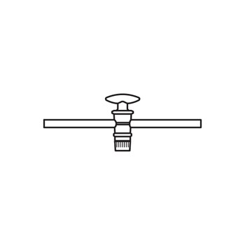 Torneira recta, completa, macho PTFE, NS 12, furo 2,5 mm