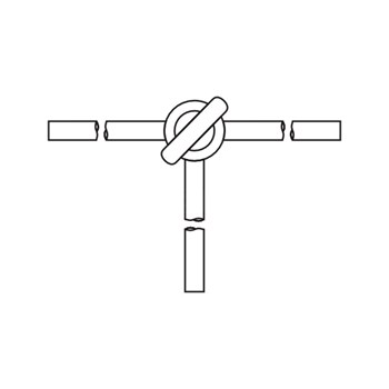 Llave en T, 3 vías Dia. agujero 4 mm